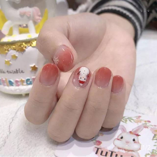 紅色系圣誕美甲
